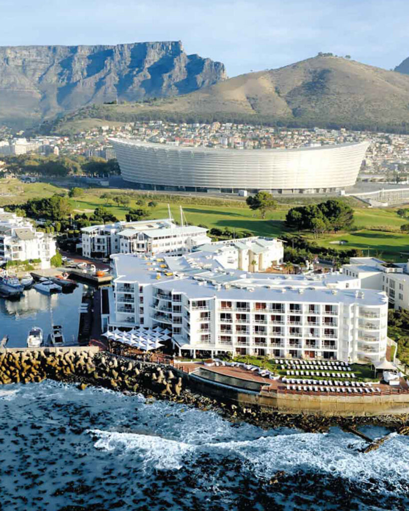 Aerial view Raddison Blu hotel